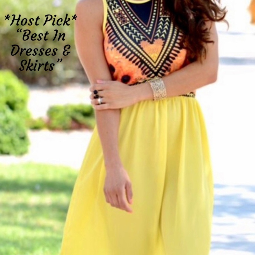 🎉HP!🎉 Yellow Aztec Maxi Dress